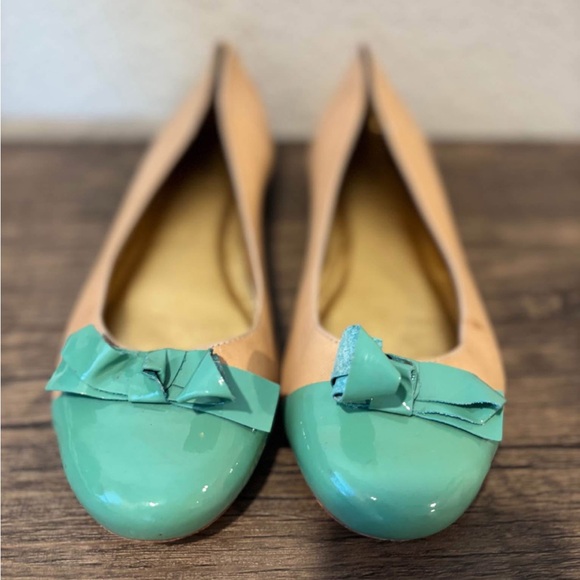 Kate Spade Women’s Nude Beige / Green Ballet Flats Size 9.5 - Picture 2 of 5